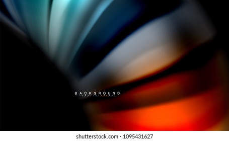Abstrakte Wellenlinien fließende Regenbogenfarben-Streifen auf schwarzem Hintergrund. Vektorgrafik zur Präsentation, App-Bildschirmhintergrund, Banner oder Poster