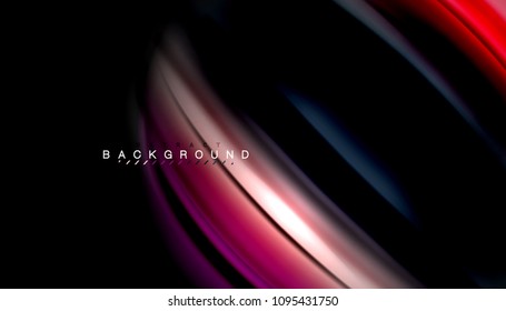 Abstract wave lines fluid rainbow style color stripes on black background. Vector artistic illustration for presentation, app wallpaper, banner or poster