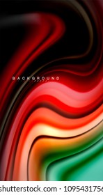 Abstract wave lines fluid rainbow style color stripes on black background. Vector artistic illustration for presentation, app wallpaper, banner or poster