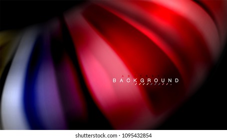 Abstract wave lines fluid rainbow style color stripes on black background. Vector artistic illustration for presentation, app wallpaper, banner or poster