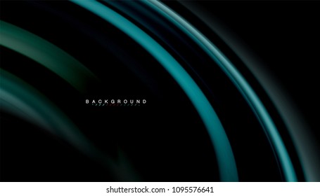 Abstract wave lines fluid rainbow style color stripes on black background. Vector artistic illustration for presentation, app wallpaper, banner or poster