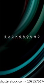 Abstract wave lines fluid rainbow style color stripes on black background. Vector artistic illustration for presentation, app wallpaper, banner or poster