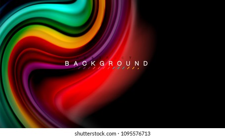 Abstract wave lines fluid rainbow style color stripes on black background. Vector artistic illustration for presentation, app wallpaper, banner or poster