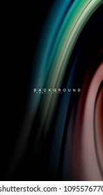 Abstract wave lines fluid rainbow style color stripes on black background. Vector artistic illustration for presentation, app wallpaper, banner or poster