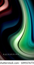Abstract wave lines fluid rainbow style color stripes on black background. Vector artistic illustration for presentation, app wallpaper, banner or poster