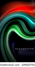 Abstract wave lines fluid rainbow style color stripes on black background. Vector artistic illustration for presentation, app wallpaper, banner or poster