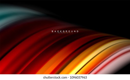 Abstract wave lines fluid rainbow style color stripes on black background. Vector artistic illustration for presentation, app wallpaper, banner or poster