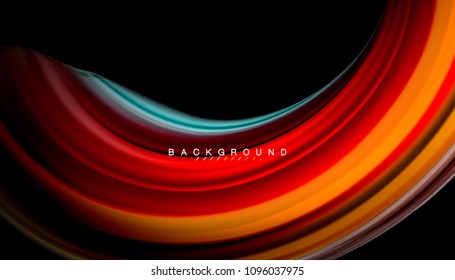 Abstract wave lines fluid rainbow style color stripes on black background. Vector artistic illustration for presentation, app wallpaper, banner or poster