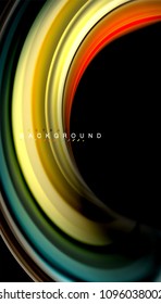 Abstract wave lines fluid rainbow style color stripes on black background. Vector artistic illustration for presentation, app wallpaper, banner or poster