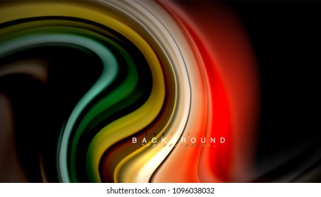 Abstract wave lines fluid rainbow style color stripes on black background. Vector artistic illustration for presentation, app wallpaper, banner or poster