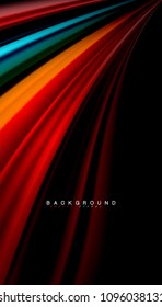 Abstract wave lines fluid rainbow style color stripes on black background. Vector artistic illustration for presentation, app wallpaper, banner or poster
