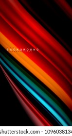 Abstract wave lines fluid rainbow style color stripes on black background. Vector artistic illustration for presentation, app wallpaper, banner or poster