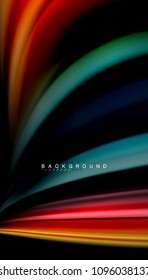 Abstract wave lines fluid rainbow style color stripes on black background. Vector artistic illustration for presentation, app wallpaper, banner or poster
