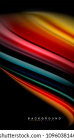 Abstract wave lines fluid rainbow style color stripes on black background. Vector artistic illustration for presentation, app wallpaper, banner or poster