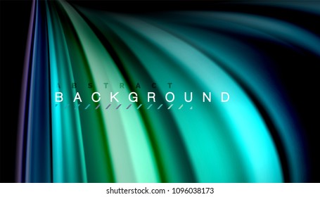 Abstract wave lines fluid rainbow style color stripes on black background. Vector artistic illustration for presentation, app wallpaper, banner or poster