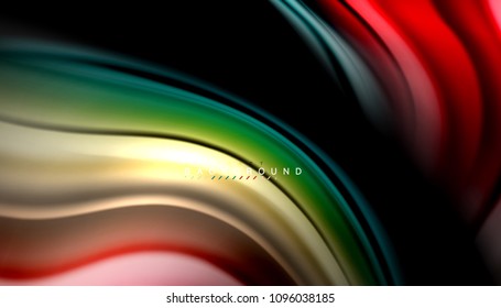 Abstract wave lines fluid rainbow style color stripes on black background. Vector artistic illustration for presentation, app wallpaper, banner or poster