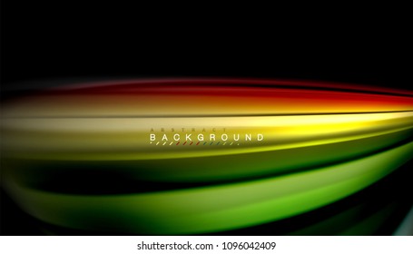 Abstract wave lines fluid rainbow style color stripes on black background. Vector artistic illustration for presentation, app wallpaper, banner or poster