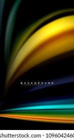 Abstract wave lines fluid rainbow style color stripes on black background. Vector artistic illustration for presentation, app wallpaper, banner or poster