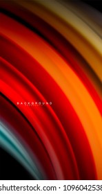 Abstract wave lines fluid rainbow style color stripes on black background. Vector artistic illustration for presentation, app wallpaper, banner or poster