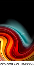 Abstract wave lines fluid rainbow style color stripes on black background. Vector artistic illustration for presentation, app wallpaper, banner or poster