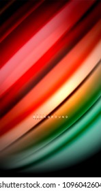 Abstract wave lines fluid rainbow style color stripes on black background. Vector artistic illustration for presentation, app wallpaper, banner or poster