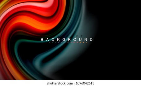 Abstract wave lines fluid rainbow style color stripes on black background. Vector artistic illustration for presentation, app wallpaper, banner or poster