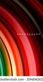 Abstract wave lines fluid rainbow style color stripes on black background. Vector artistic illustration for presentation, app wallpaper, banner or poster