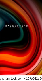 Abstract wave lines fluid rainbow style color stripes on black background. Vector artistic illustration for presentation, app wallpaper, banner or poster