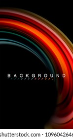 Abstract wave lines fluid rainbow style color stripes on black background. Vector artistic illustration for presentation, app wallpaper, banner or poster