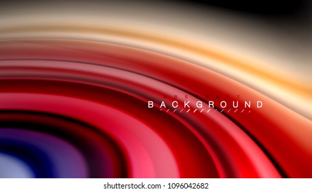 Resumen de líneas de onda fluidos estilo arco iris rayas de color sobre fondo negro. Ilustración artística vectorial para presentación, fondo de pantalla de aplicación, cartel o afiche