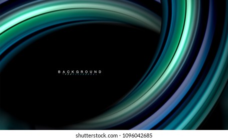 Abstract wave lines fluid rainbow style color stripes on black background. Vector artistic illustration for presentation, app wallpaper, banner or poster