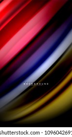 Abstract wave lines fluid rainbow style color stripes on black background. Vector artistic illustration for presentation, app wallpaper, banner or poster