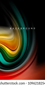 Abstract wave lines fluid rainbow style color stripes on black background. Vector artistic illustration for presentation, app wallpaper, banner or poster