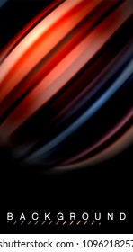 Abstract wave lines fluid rainbow style color stripes on black background. Vector artistic illustration for presentation, app wallpaper, banner or poster