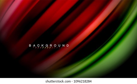 Abstract wave lines fluid rainbow style color stripes on black background. Vector artistic illustration for presentation, app wallpaper, banner or poster