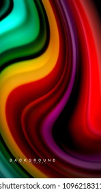 Abstract wave lines fluid rainbow style color stripes on black background. Vector artistic illustration for presentation, app wallpaper, banner or poster