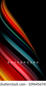 Abstract wave lines fluid rainbow style color stripes on black background. Vector artistic illustration for presentation, app wallpaper, banner or poster