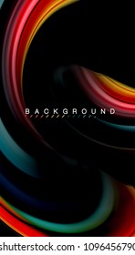 Abstract wave lines fluid rainbow style color stripes on black background. Vector artistic illustration for presentation, app wallpaper, banner or poster