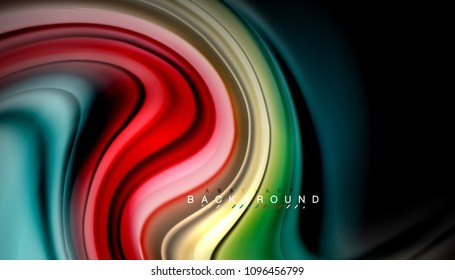 Abstract wave lines fluid rainbow style color stripes on black background. Vector artistic illustration for presentation, app wallpaper, banner or poster