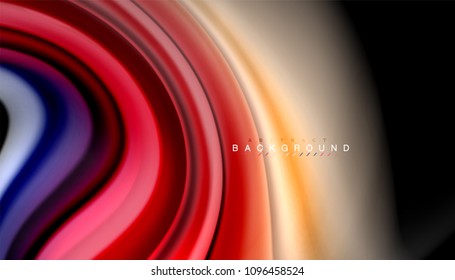 Abstract wave lines fluid rainbow style color stripes on black background. Vector artistic illustration for presentation, app wallpaper, banner or poster