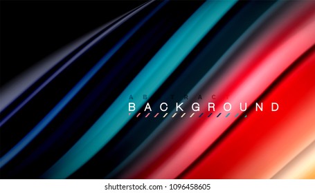 Abstract wave lines fluid rainbow style color stripes on black background. Vector artistic illustration for presentation, app wallpaper, banner or poster