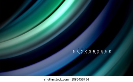 Abstract wave lines fluid rainbow style color stripes on black background. Vector artistic illustration for presentation, app wallpaper, banner or poster