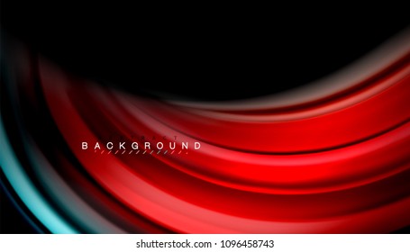 Abstract wave lines fluid rainbow style color stripes on black background. Vector artistic illustration for presentation, app wallpaper, banner or poster