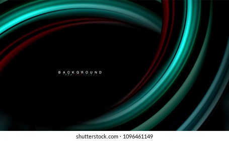 Abstract wave lines fluid rainbow style color stripes on black background. Vector artistic illustration for presentation, app wallpaper, banner or poster