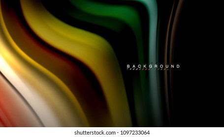 Abstract wave lines fluid rainbow style color stripes on black background. Vector artistic illustration for presentation, app wallpaper, banner or poster