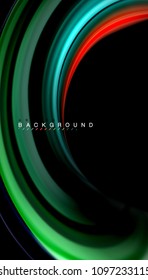 Abstract wave lines fluid rainbow style color stripes on black background. Vector artistic illustration for presentation, app wallpaper, banner or poster