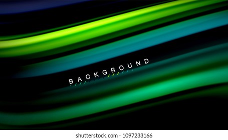 Abstract wave lines fluid rainbow style color stripes on black background. Vector artistic illustration for presentation, app wallpaper, banner or poster
