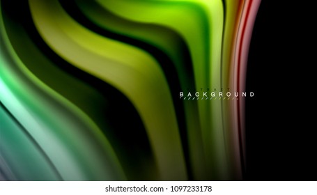 Abstract wave lines fluid rainbow style color stripes on black background. Vector artistic illustration for presentation, app wallpaper, banner or poster