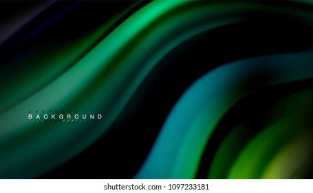 Abstract wave lines fluid rainbow style color stripes on black background. Vector artistic illustration for presentation, app wallpaper, banner or poster