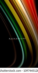 Abstract wave lines fluid rainbow style color stripes on black background. Vector artistic illustration for presentation, app wallpaper, banner or poster